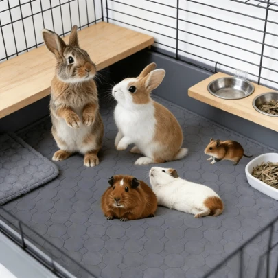 1pc Durable High Absorbency Small Pet Pee Pad, Pet Bed Mat For Hamster Cage, Rabbit Hutch, Suitable For All Seasons, Anti-Scratch, Anti-Slip, Waterproof Bottom