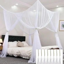 1PCS Bedspread Mosquito Bed Curtain With Curtain Top For Single Bed Double Bed - Machine Washable, Polyester, Multi-Color, Square Post Curtain Bedspread Elegant Bed Curtain With Hooks And Cords, Screen Tent Curtain - 彩色 - 查看 13