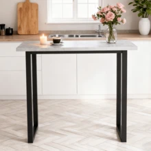 AINPECCA Bar Table Breakfast Counter Table With Effect Top Metal Legs Industrial Style Coffee Kitchen - Grey - View 4