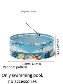 Tropical Family Fun Round Swimming Pool - No Inflation Needed, Foldable, Easy To Store, Perfect For Backyard Parties And Indoor Play, Blue Palm Tree Design, Leisure Pool | Summer Vibe Pool Pool, Pool Float - C - View 14