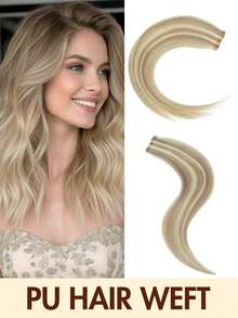 无痕隐形胶带式真人发接发 - 无需胶水,自然直发,12-20英寸,沙龙品质 - 彩色 - 查看 21