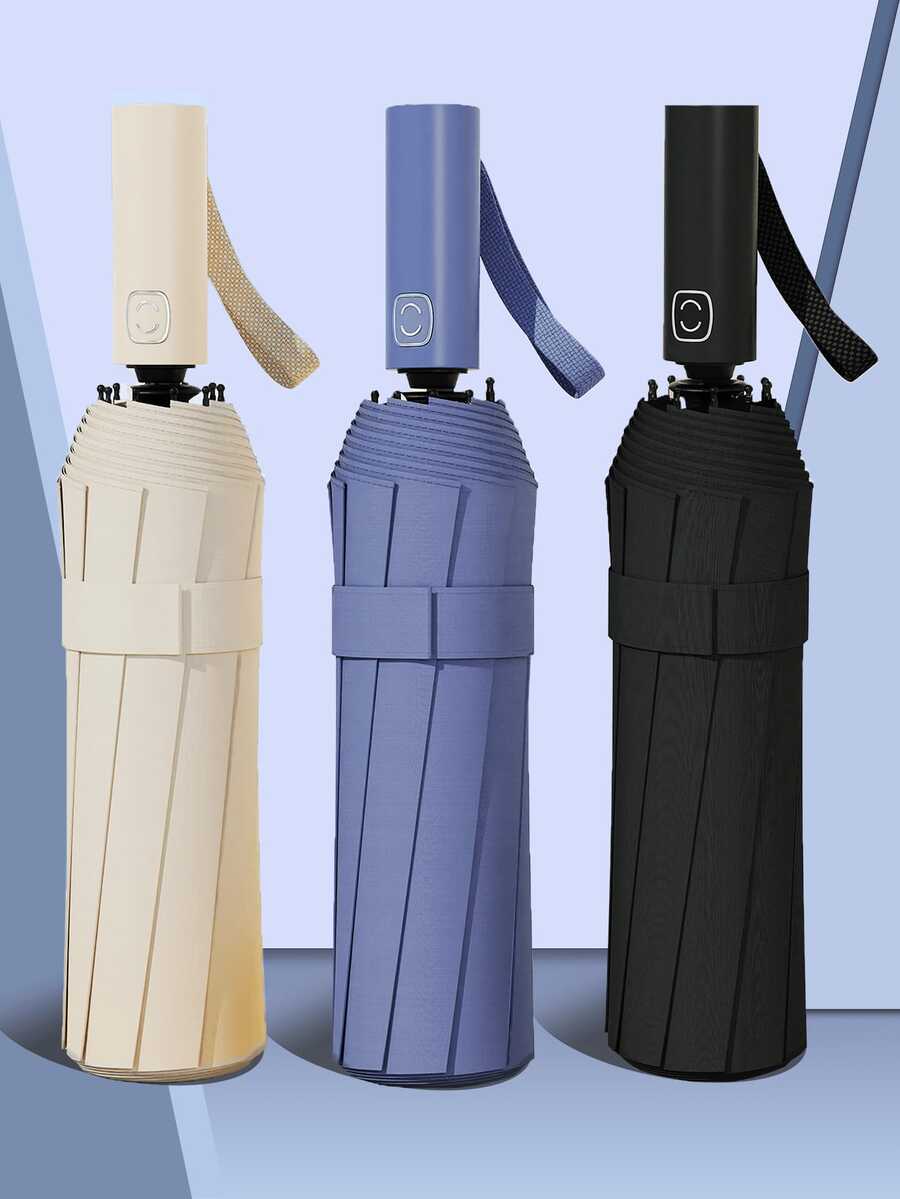 Automatic Folding Large High-Quality Umbrella Rainproof And Windproof Strong Umbrella Family Entertainment Outdoor Rainproof And Sunscreen Dual-Use Parasol - Multicolor - View 1