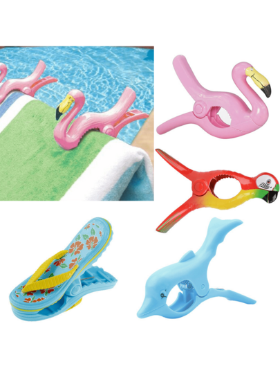 Pinzas grandes para toallas de silla de playa, pinzas decorativas resistentes al viento adecuadas para la playa, crucero, patio, vacaciones y viajes