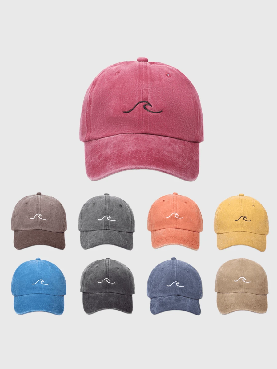 1pc New Washed Baseball Cap With Simple Wave Pattern Embroidery, Unisex, Suitable For Couples And Students, Versatile Dad Hat