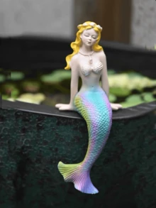 1 Tượng nàng tiên cá bằng nhựa resin quyến rũ, lý tưởng để trang trí khu vườn thần tiên, trang trí nhà cửa và bàn làm việc, được những người yêu thích đồ thủ công thần tiên ưa chuộng. - A - Xem 7