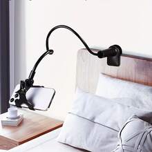 1pc Multi-Function Phone Holder, Adjustable Gooseneck Clamp Phone Stand - Universal 360° Flexible Mount, Suitable For Bedside Slouchy Arm Clip Stand - Black - View 8