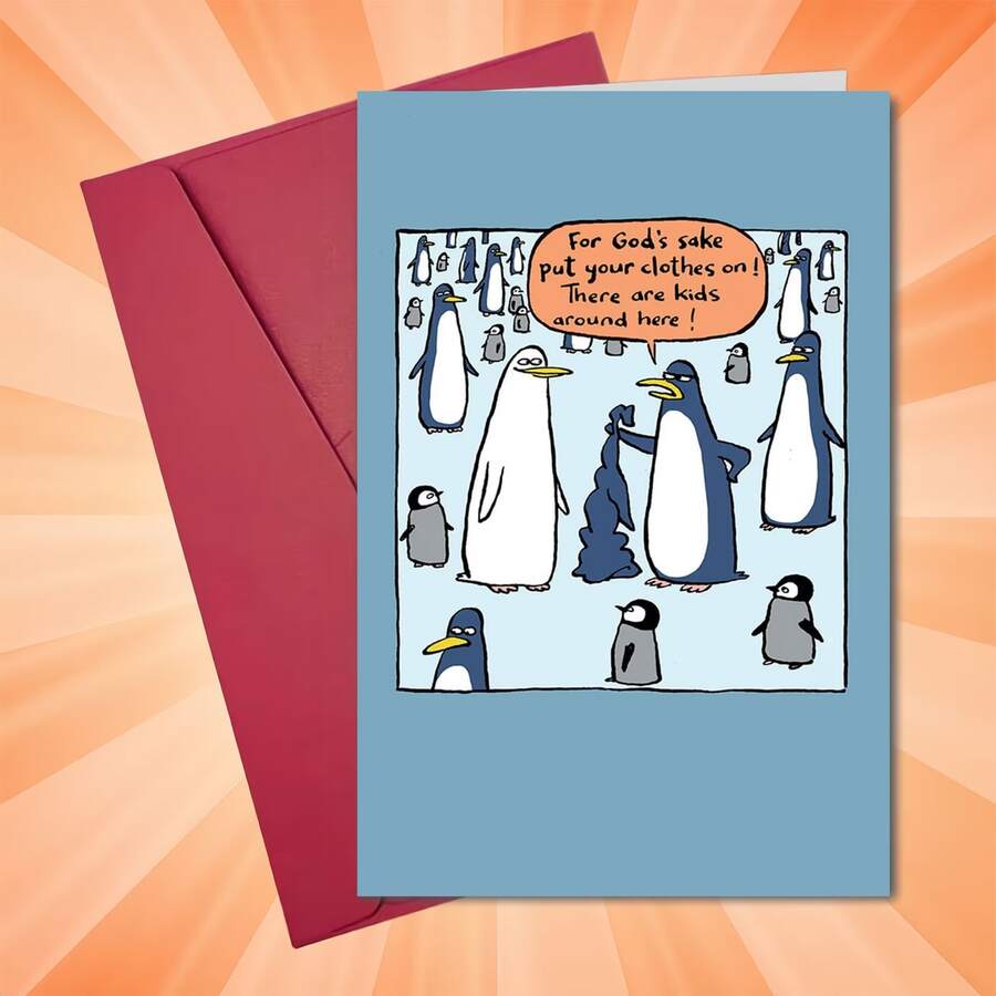 1 Fun And Creative Birthday Card | Penguin Without Coat With Humorous Text And Graphic, Includes Envelope, Perfect Gift For Family, Colleagues, Friends, And Siblings