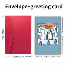 1 Fun And Creative Birthday Card | Penguin Without Coat With Humorous Text And Graphic, Includes Envelope, Perfect Gift For Family, Colleagues, Friends, And Siblings - Red Envelope + Greeting Card - View 9