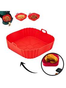 Kit 3 Formas de Silicone 16x16cm Assadeira Air Fryer e Forno Forma para Fritadeira Elétrica com Alça - Quadradoo - Visão 7