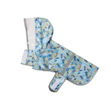 1件装宠物蓝色带帽荧光防水防风雨衣，中大型犬雨衣 - 霧霾藍 - 查看 5