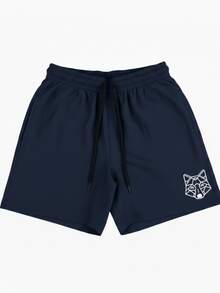 3-PACK MEN'S ALPHA CO SHORTS WITH GEOMETRIC WOLF DESIGN, BERMUDA SHORTS IN TACTEL ELASTANE, FOR TRAINING AT THE GYM, DRY FIT, LIGHTWEIGHT - ĐEN - XANH DƯƠNG - XÁM - Xem 5