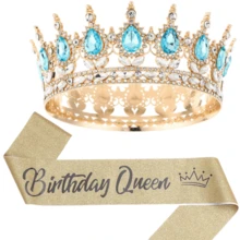 2pcs/Set Baroque Style Bridal Crystal Crown + Shoulder Strap "Birthday Queen" Set, Bridal Crown Headpiece, Wedding/Birthday/Christmas Party, Designed For Women - Multicolor - View 6