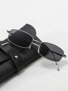 Men's Black Retro Frame Fashionable Versatile Glasses - Black - View 4