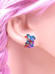 1 Đôi bông tai hình trứng và thỏ bằng acrylic tươi tắn, dễ thương, thích hợp làm quà tặng Phục Sinh, phù hợp cho phụ nữ đeo hàng ngày và trong các dịp lễ. - bông tai - Xem 7