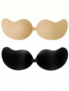 1/2 Pairs Seamless Invisible Bra, Strapless Backless Silicone Nipple Cover Pasties, Suitable For Wedding Dresses, Skin Color & Black, Reusable, Applicable For All Seasons - Multicolor - View 21