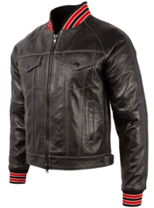 Men's Real Leather Jacket 6YZX - Black - View 2