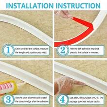 1m/2m Self-Adhesive Waterproof Sealing Strip, Suitable For Kitchen And Shower Room Entrance, Flexible Waterproof Silicone Sealing Strip - Multicolor - View 5