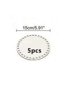 5pcs Unfinished Wooden Crochet Basket Bases - Round Blank Art Boards, Suitable For DIY Knitting And Craft Projects - Woven Circle - View 9