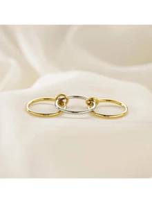 1 chiếc nhẫn xoay may mắn bằng thép không gỉ mạ vàng 18K nhiều lớp dành cho nữ, phong cách Boho, trang sức vàng, trang sức thép không gỉ, nhẫn vàng dày, quà tặng thanh lịch - Nhiều màu - Xem 4