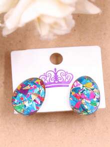 1 Đôi bông tai hình trứng và thỏ bằng acrylic tươi tắn, dễ thương, thích hợp làm quà tặng Phục Sinh, phù hợp cho phụ nữ đeo hàng ngày và trong các dịp lễ. - bông tai - Xem 5