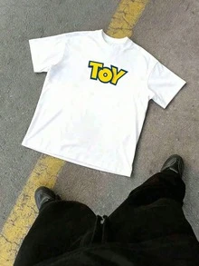 Disney Binks (Double-Sided Printing): A Short Sleeved T-Shirt With Cartoon Patterns Of Toy Story Elements, A Fashionable And Loose Short Sleeved Street T-Shirt. Spring And Summer Fashionable Versatile Tops, Holiday Gifts, Vintage Prints. - Blanc - Voir 4