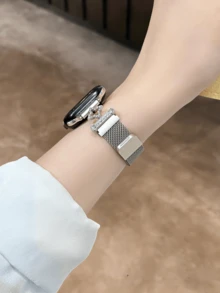 Tương thích với Apple Watch, Dây đeo kim loại thép không gỉ kiểu dáng tối giản họa tiết tia nắng mùa hè mới dành cho Ultra/SE 2/SE 1/Series 11/10/9/8/7/6/5/4/3/2/1, 38/40/41/42/44/45/46/49mm - ánh sao - Xem 2