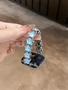 Compatible With Apple Watch Dreamy Star Elastic Bracelet Strap For Ultra/SE 2/SE 1/Series 11/10/9/8/7/6/5/4/3/2/1, 38/40/41/42/44/45/46/49mm - Blue Silver - View 4
