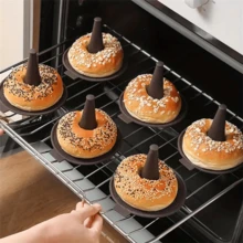 3/6pcs Silicone Donut Mold, Silicone Bagel Baking Mold, Heat Resistant With Ventilation Holes To Lock In Freshness And Crispness, Oven & Steamer , Stackable Space-Saving Design, Ideal Baking Helper - Multicolor - View 5