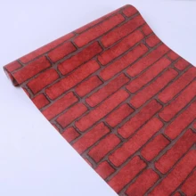 1 Roll Self-Adhesive Wallpaper, Red Brick Pattern, Easy To Tear And Stick, Waterproof And Removable, Suitable For Living Room, Kitchen, Bedroom, Dorm And Furniture Makeover, Decorative Vinyl Wallpaper - D-Red - View 11