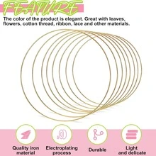 10pcs Metal Floral Hoop Rings, Gold & Silver Lace Dreamcatcher Rings Wholesale, Suitable For Handmade Flower Wreaths, DIY Wedding Birthday Wreaths, Dreamcatchers, Wedding Wall Decor, Floral Tassel Wall Hangings, Wedding Wreath Decorations - View 9
