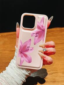 1pc New Arrival Hot-Selling Pink Drum-Shaped Lily Flower Pattern Phone Case Compatible With IPhone 17 Pro Max/17/17 Pro/16 Pro Max/16/16 Pro/15 Pro Max/15 Pro/15/14 Pro Max/14 Pro/14/13 Pro 13/12 Pro/12/11, Anti-Drop, Suitable As Holiday, Religious, Ramadan, New Year, Birthday Gift For Girlfriend, Boyfriend, Yourself, Family, Couples - Multicolor - View 4