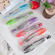 1pc Mini 7-Inch Nylon Heat Resistant Kitchen Food Tongs, Suitable For Cooking, Serving Food, Grilling, BBQ, Salad, Kitchen Gadgets, Baking Tools - Multicolor - View 1