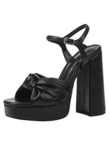 Elegant Platform Sandals For Women Summer Black Sandals Twist Front Chunky Heel Ankle Strap Heels Detail Prom Heels Zapatos De Mujer Elegantes - màu đen - Xem 10