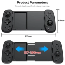 Black D6 Wireless Bluetooth Mobile Gaming Controller With Hall Effect Sticks, Stretchable Soild Black Ergonomic Handle, 6-Axis Motion Sensing, Low-Latency Precision Control, Adjustable Gamepad For Android, IOS & Tablet Gaming Birthday Gift - Black - View 7