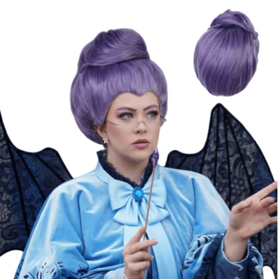 Half Light Purple Godmother Wig With Rolled High Temperature Resistant Synthetic Fiber Wig, Suitable For Women's Halloween Costumes During The Carnival