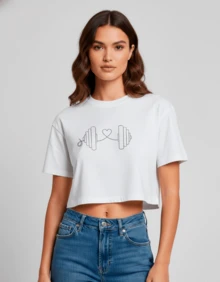 Cropped Feminina Estampa Peso Casual Treino Academia Diversas Cores Hexa Copa - Branco - Visão 5