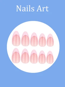 24 buah Stiker Kuku French Manicure Oval Pendek Warna Pink, Gaya Minimalis, Kuku Palsu Sehari-hari dengan Cakupan Penuh untuk Wanita & Anak Perempuan - Berwarna merah muda - View 3