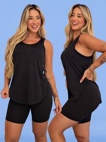 Kit Of 3: Women's Fitness Set - Top, Shorts, Pocket Tank Top, Dry Fit, Gym - Tarelles - 紅木色 - 查看 5