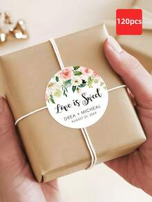 1/30/60/120pcs Customized Round Label Stickers, Personalized Wedding Stickers, Floral Pattern Stickers, Customized Name Stickers, Waterproof Stickers, Perfect For Weddings, Baptism Gifts, Candy Box Sealing, Gift Boxes, Anniversaries, Gift-Ready, Envelope Seals - Multicolor - View 22
