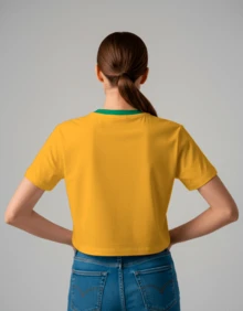 Cropped Feminina Estampa Los Angeles Casual Treino Academia Diversas Cores Hexa Copa - Amarela Gola Verde - Visão 7