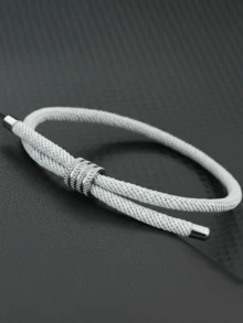 1条男士可调节绳手链 米兰绳手链 男女通用情侣手链 时尚休闲装扮及特殊场合饰品 - 可調式手繩 - 查看 9