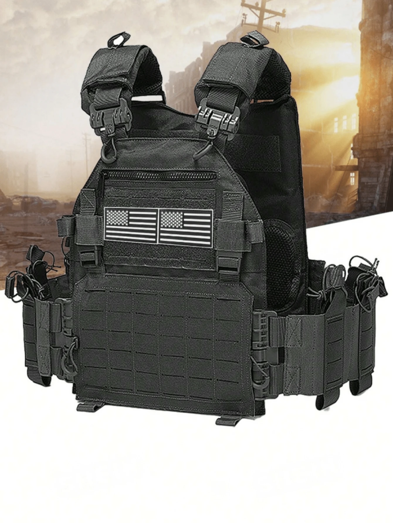 One-Click Quick Release Hunting Vest, Expandable & Detachable, Laser Perforated, Abrasion & Tear Resistant, Suitable For Outdoor Sports & Activities - Multicolor - View 1