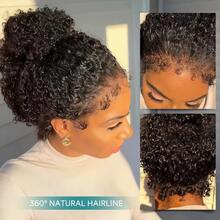 Invisible Strap 360 Human Hair Wigs 250% Density Deep Wave Lace Front Wigs Human Hair 30 Inch Lace Front Wig Drawstring 360 Frontal Wig Wet And Wavy 13x6 HD Full Lace Front Wigs Human Hair 5x5 6x4 Wear And Go Glueless Curly Human Hair Wigs For Women - Natural Black - 查看 9