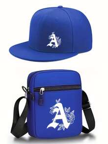 1pc/2pcs Letter A Design Print Y2K Streetwear Baseball Cap & Crossbody Bag Set, Adjustable Unisex Hat & Shoulder Bag, Gift For Yourself And Friends - Multicolor - View 12