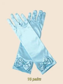 1/10双儿童牛奶丝手套，冰雪公主服装配饰，舞台表演公主裙魔法手套，适合演出、角色扮演、派对，是送给孩子的绝佳礼物 - 黃色 - 查看 20