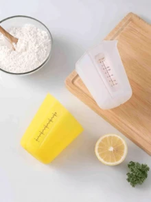 1pc Creative Foldable Silicone Measuring Cup, Baking Cup With Visible Dual Scale, 250ML Milk Cup Baking Tool Foldable Measuring Cup - Grey - View 6