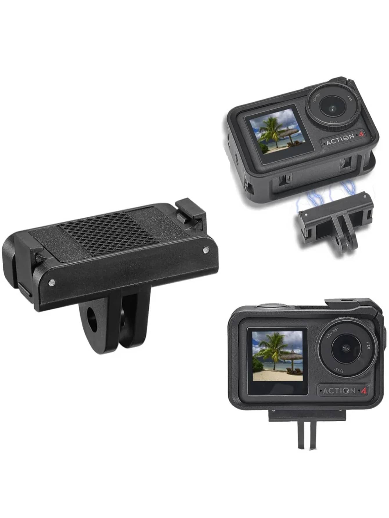 Base de liberación rápida magnética compatible con Action 4 y Action 3, adaptador de montaje de doble garra de repuesto para cámara de acción - Ver 1