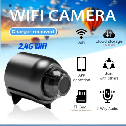 1pc/2pcs 720P HD Mini Camera, Home Security Camera, Portable Hidden Camera, Smart Mini Camera, HD Night Vision Wireless WiFi Camera (2.4G Network Only), Remote Monitoring, SD Card Storage, Suitable For Home, Car, Office And More Scenarios, 24/7 Online