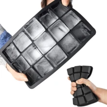 1pc Minimalist Black 15-Cavity Silicone Ice Cube Tray, Refrigerator Ice Maker - Multicolor - View 1