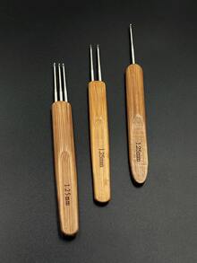 Bộ kim móc tóc dreadlock chuyên nghiệp, kim bện cán tre 0.5mm/0.75mm/1.0mm/1.25mm/1.5mm, kim đơn/đôi/ba ngạnh, dụng cụ nối tóc thích hợp sử dụng trong salon, bảo dưỡng dreadlock, bện tóc kiểu châu Phi. - Đầu cacbua bạc đơn đôi ba - Xem 6